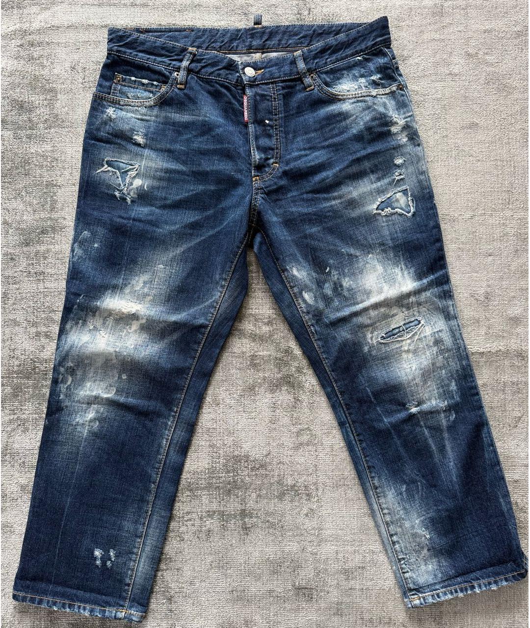 DSQUARED2 Синие хлопковые прямые джинсы, фото 6