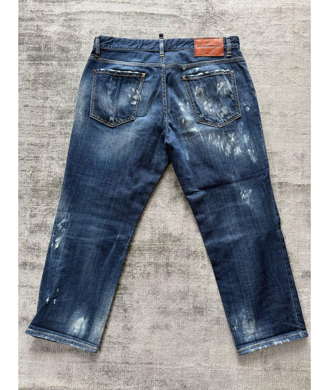 DSQUARED2 Синие хлопковые прямые джинсы, фото 2