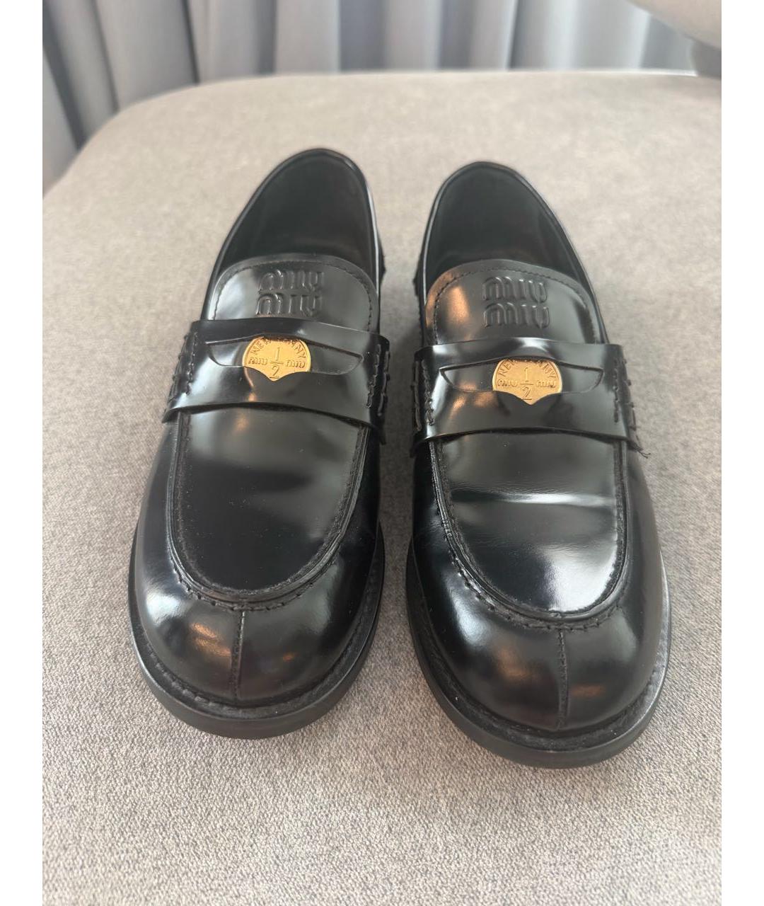 MIU MIU Черные кожаные лоферы, фото 2