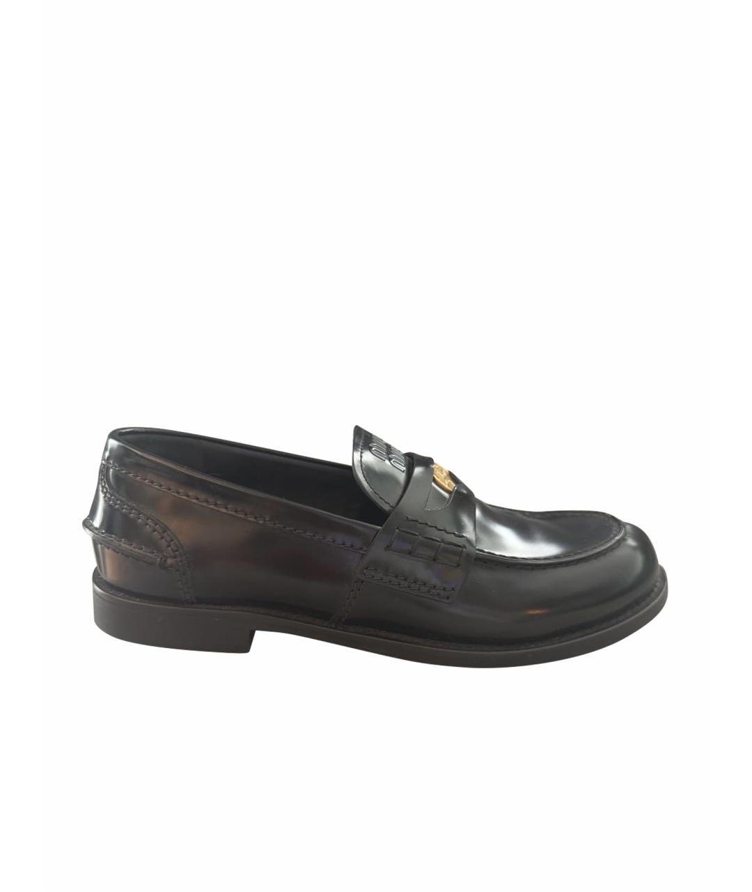 MIU MIU Черные кожаные лоферы, фото 1