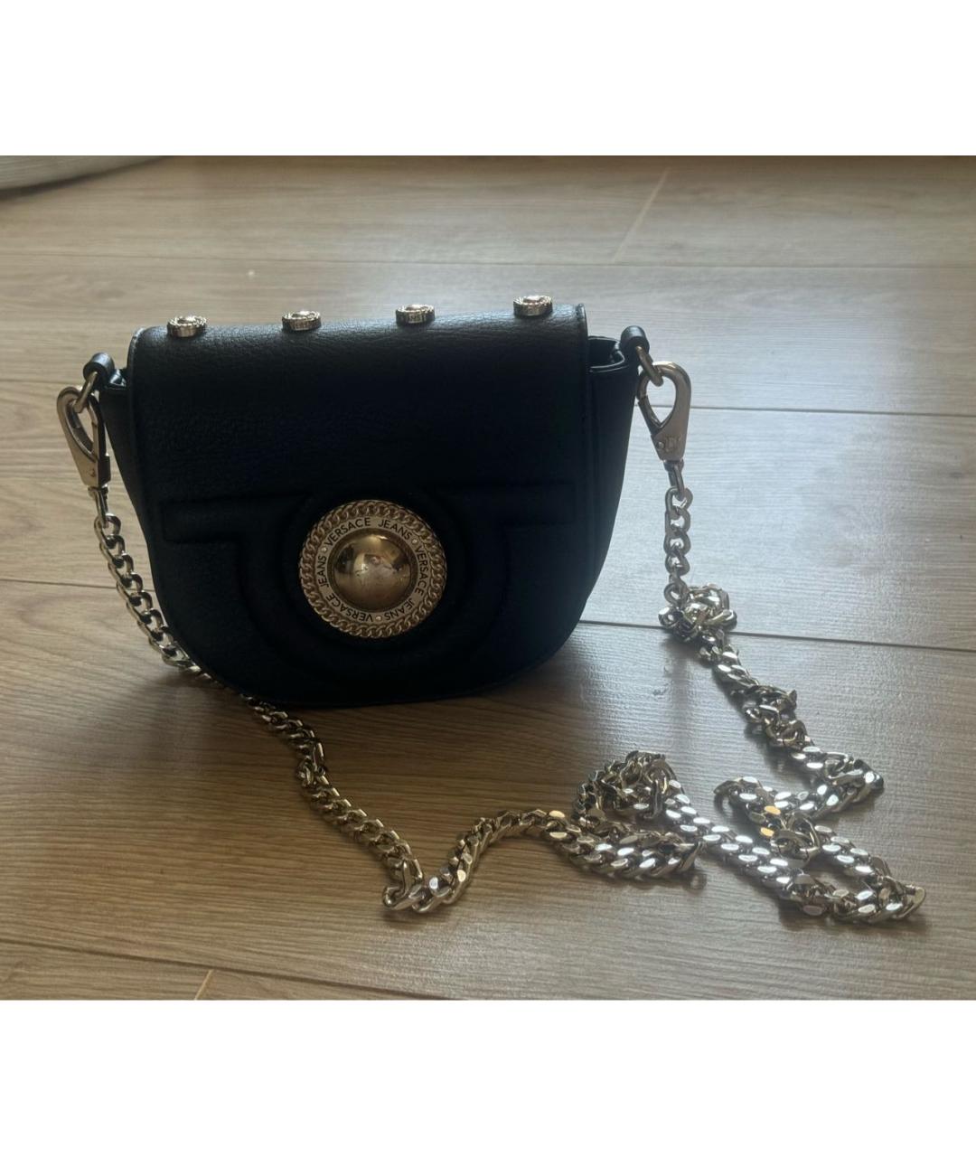 VERSACE JEANS COUTURE Черная кожаная сумка через плечо, фото 7