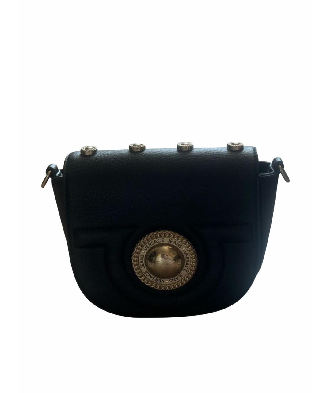 VERSACE JEANS COUTURE Черная кожаная сумка через плечо, фото 1