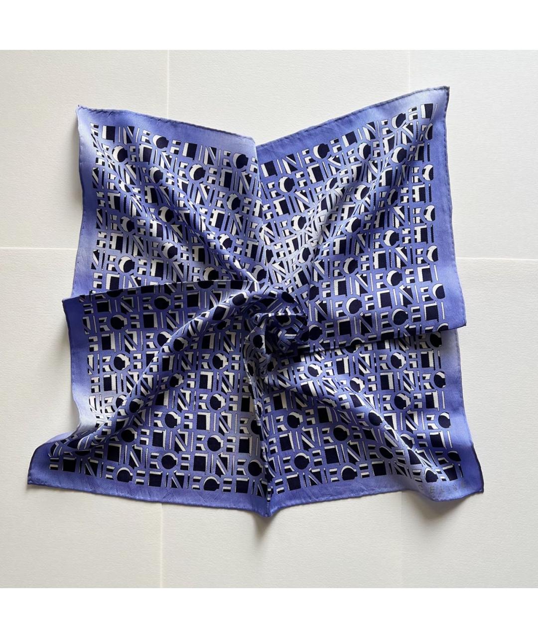 CELINE Синий шелковый платок, фото 6