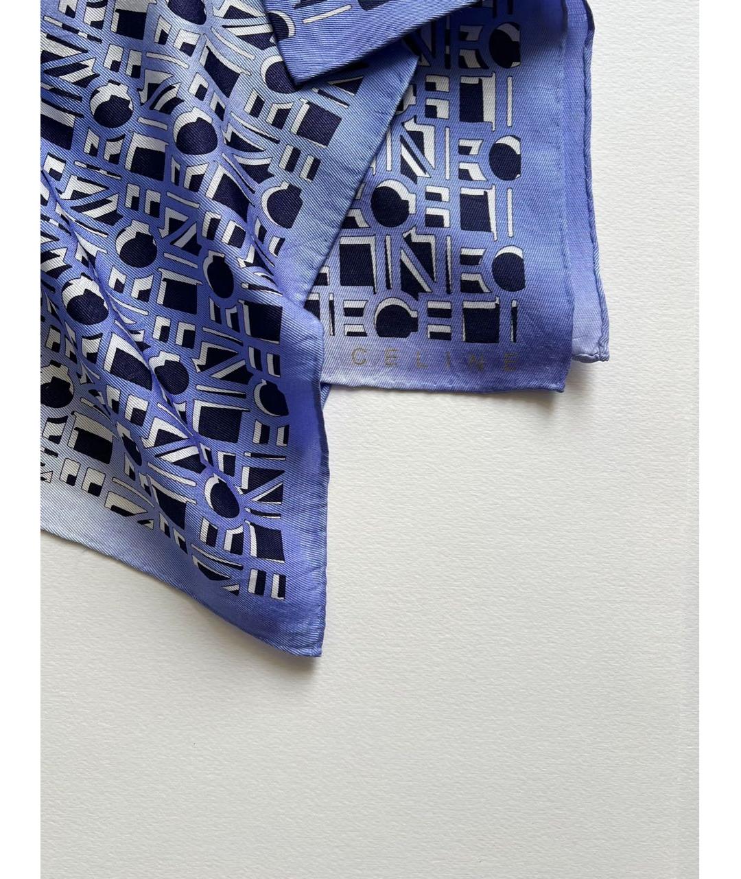 CELINE Синий шелковый платок, фото 3