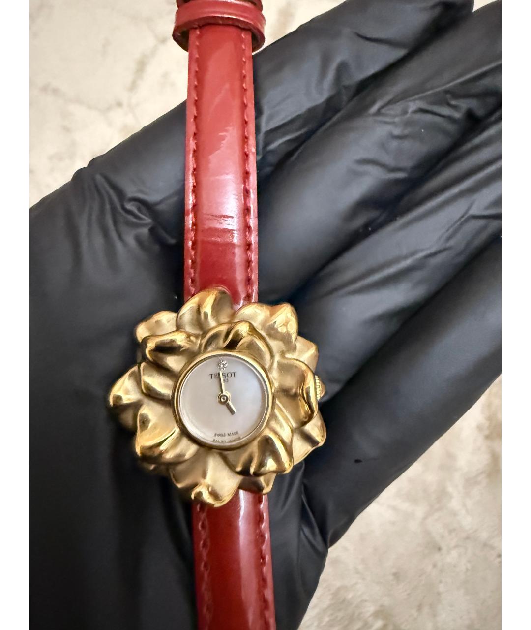 TISSOT Красные часы из желтого золота, фото 5