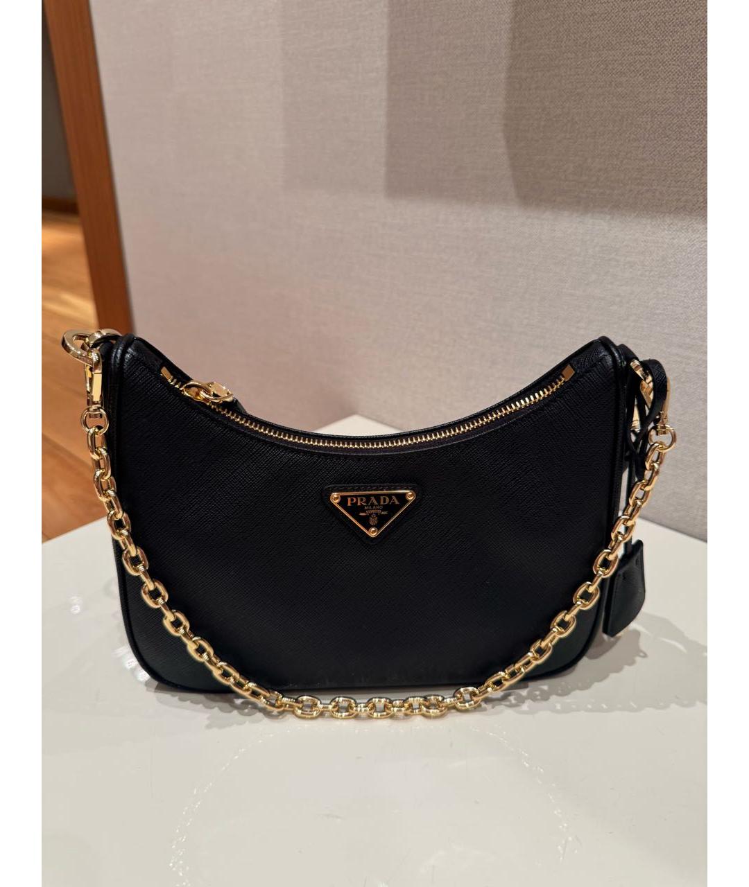 PRADA Черная кожаная сумка через плечо, фото 6