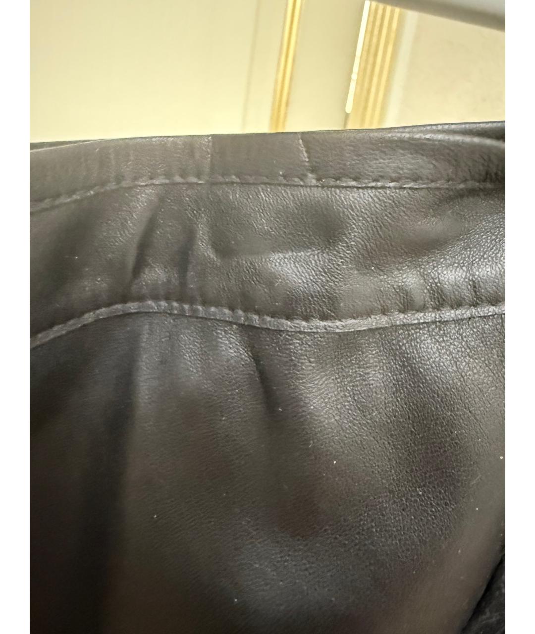 ROBERTO CAVALLI Черная кожаная юбка мини, фото 8