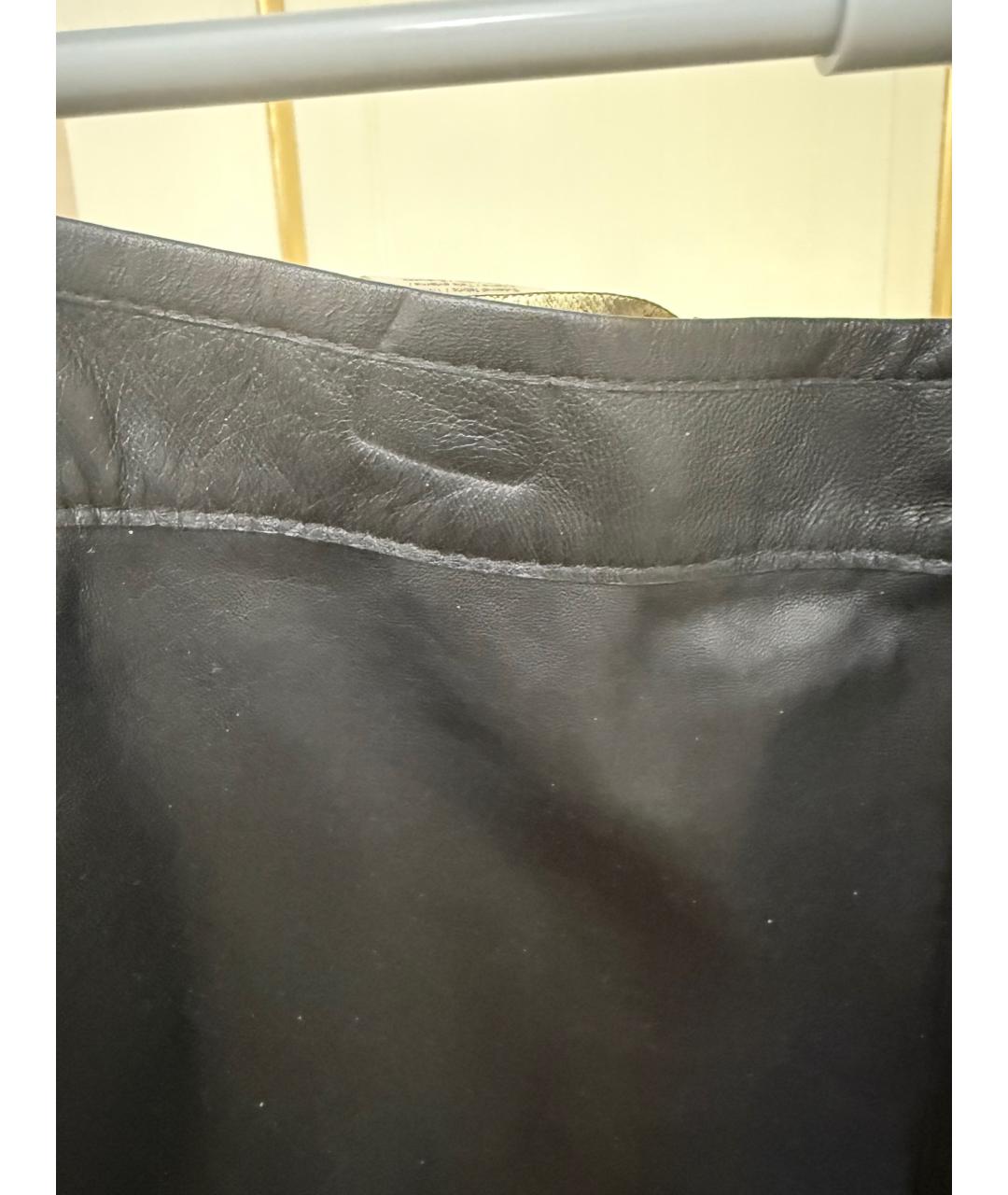 ROBERTO CAVALLI Черная кожаная юбка мини, фото 7