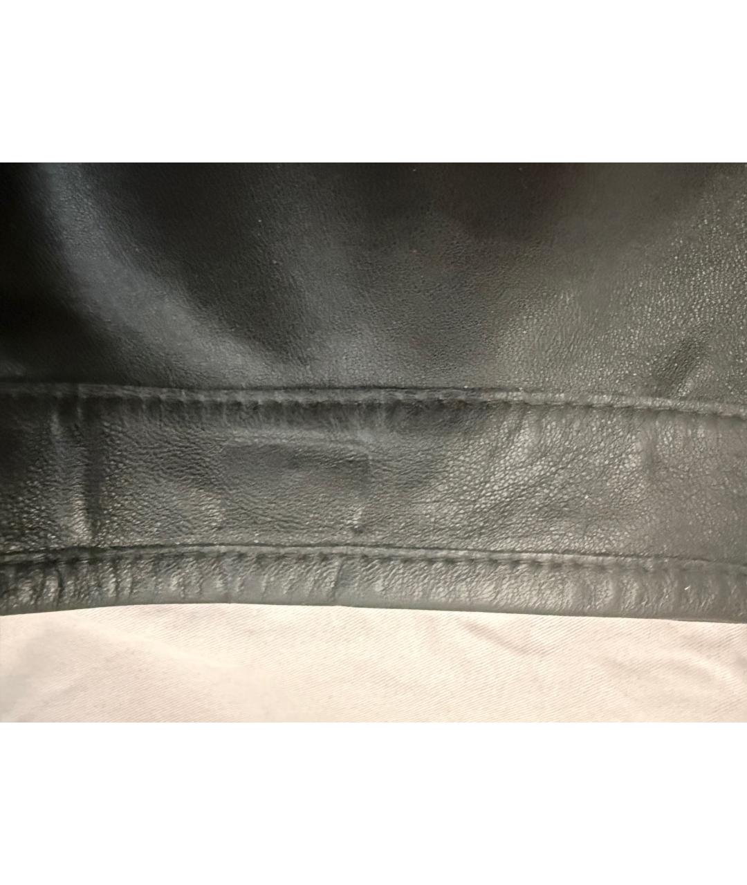 ROBERTO CAVALLI Черная кожаная юбка мини, фото 9