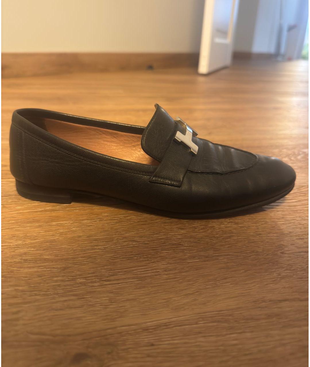 HERMES Черные кожаные лоферы, фото 5