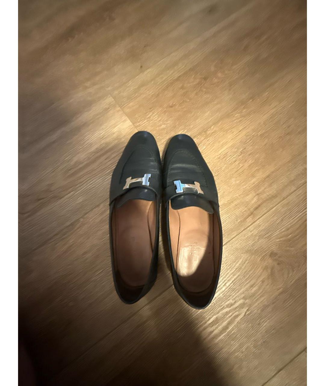 HERMES Черные кожаные лоферы, фото 3