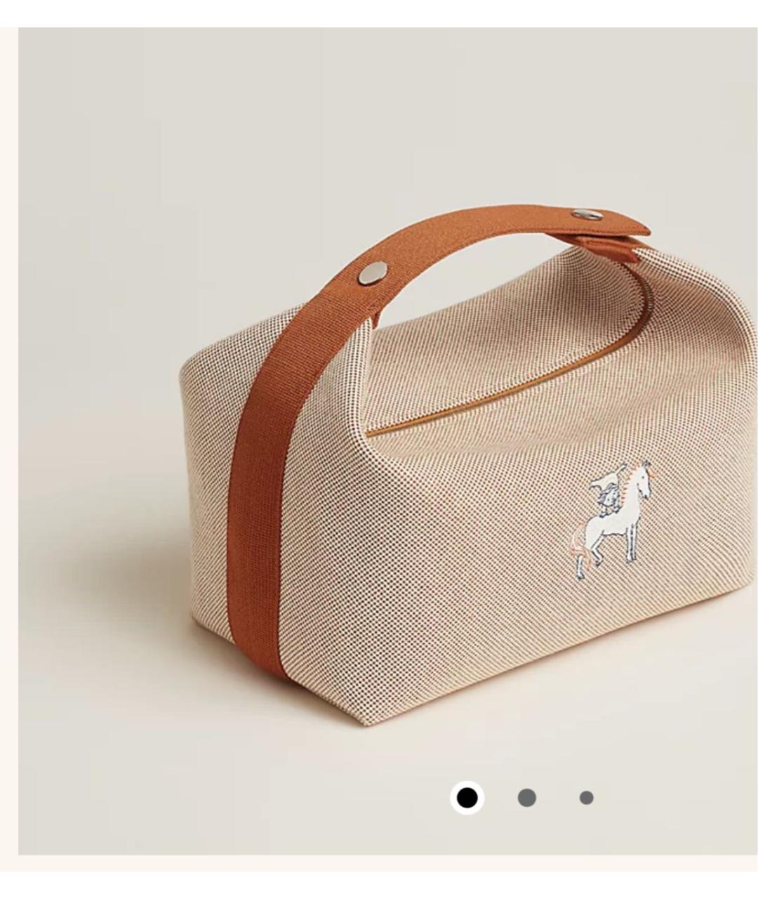 HERMES Коричневая хлопковая косметичка, фото 3