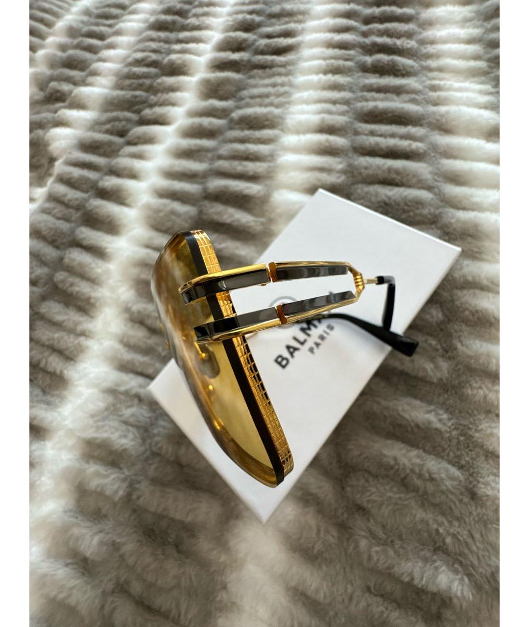 BALMAIN Золотые металлические солнцезащитные очки, фото 3