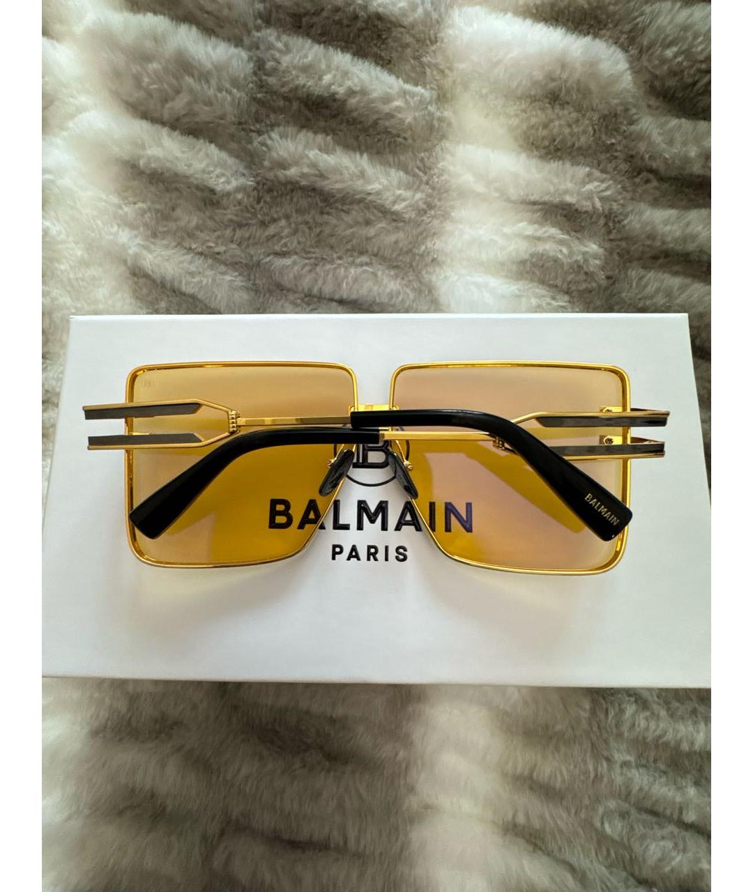 BALMAIN Золотые металлические солнцезащитные очки, фото 8