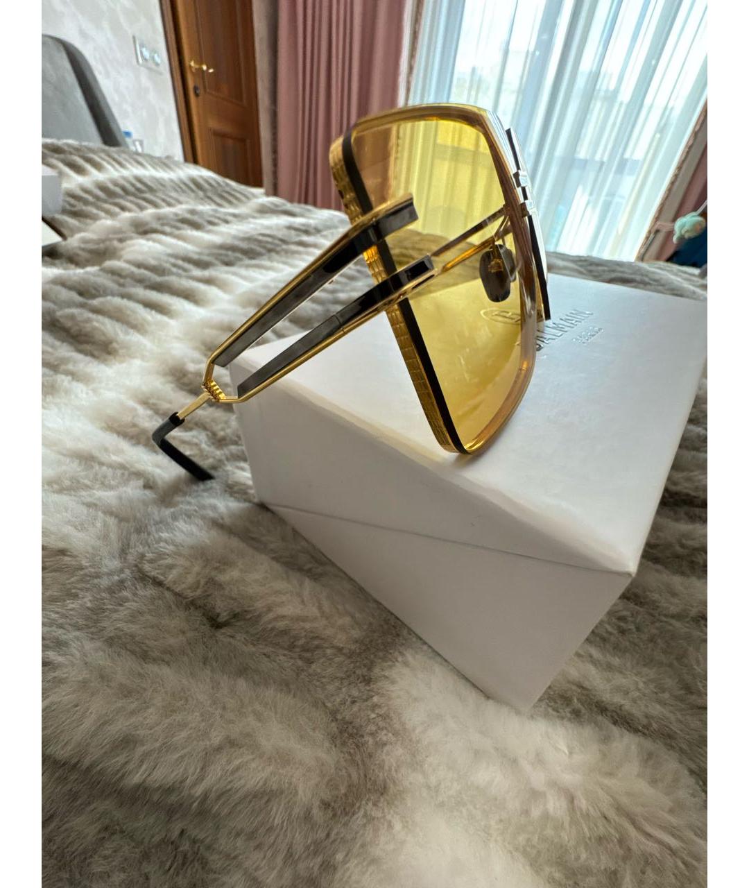 BALMAIN Золотые металлические солнцезащитные очки, фото 2