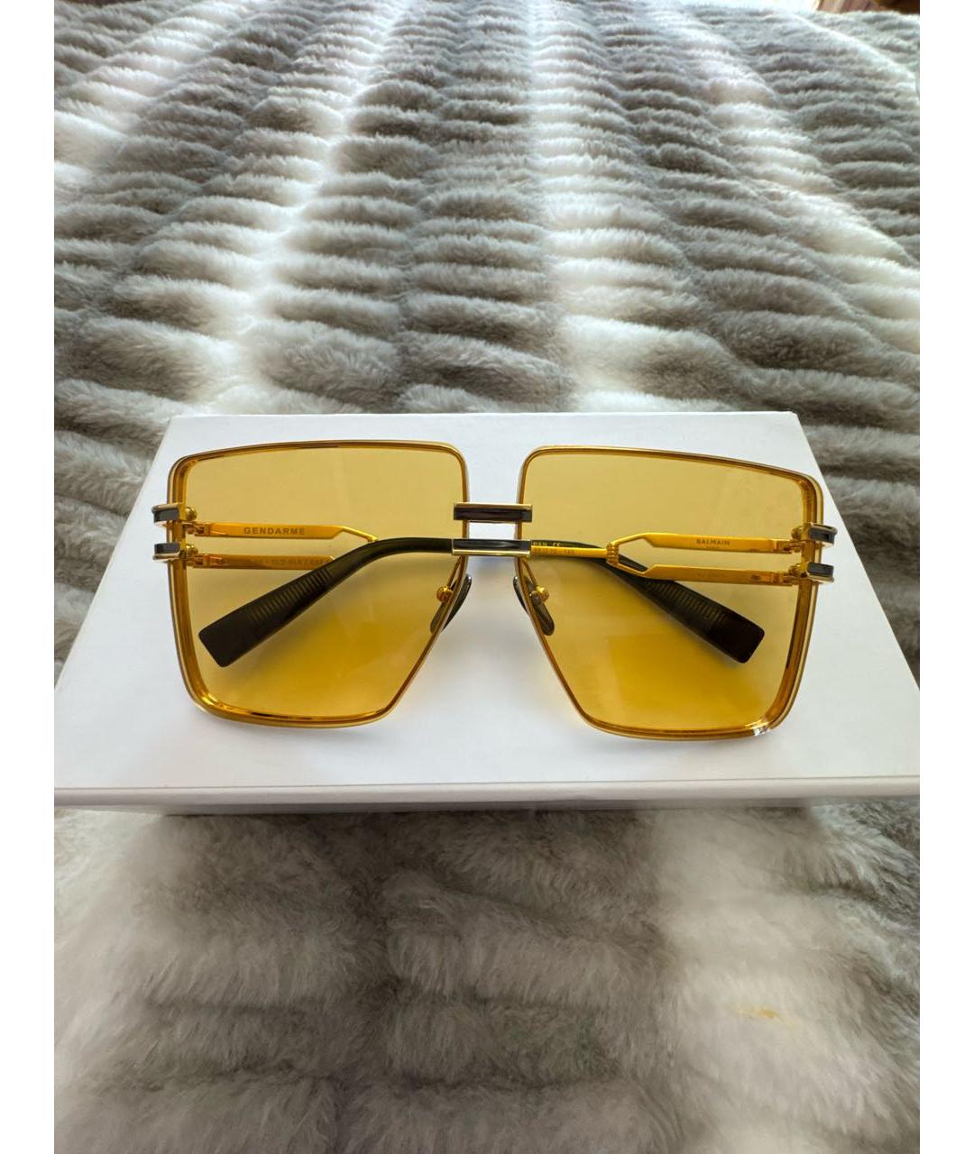 BALMAIN Золотые металлические солнцезащитные очки, фото 9