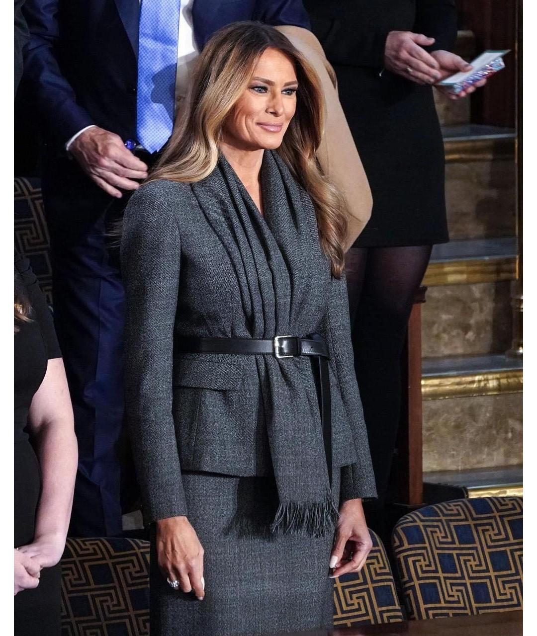 CHRISTIAN DIOR Серый шерстяной костюм с юбками, фото 3