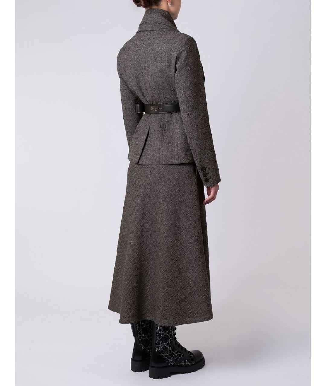 CHRISTIAN DIOR Серый шерстяной костюм с юбками, фото 5