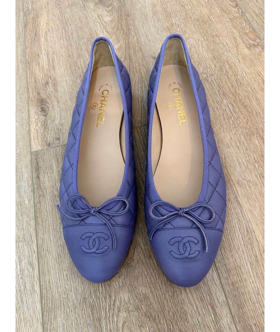 CHANEL Фиолетовые кожаные балетки, фото 3