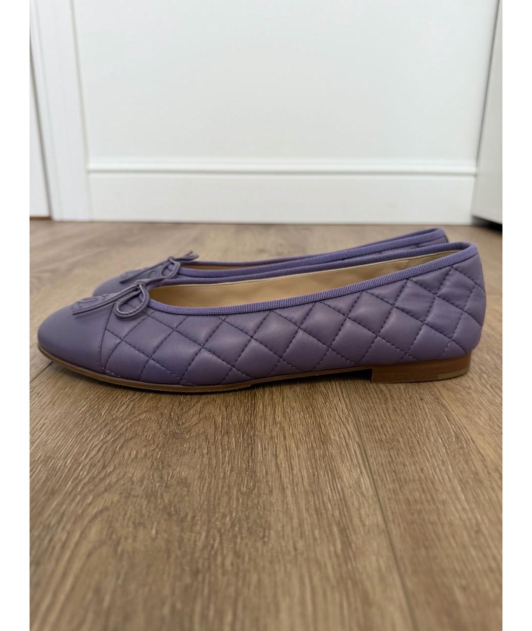 CHANEL Фиолетовые кожаные балетки, фото 7