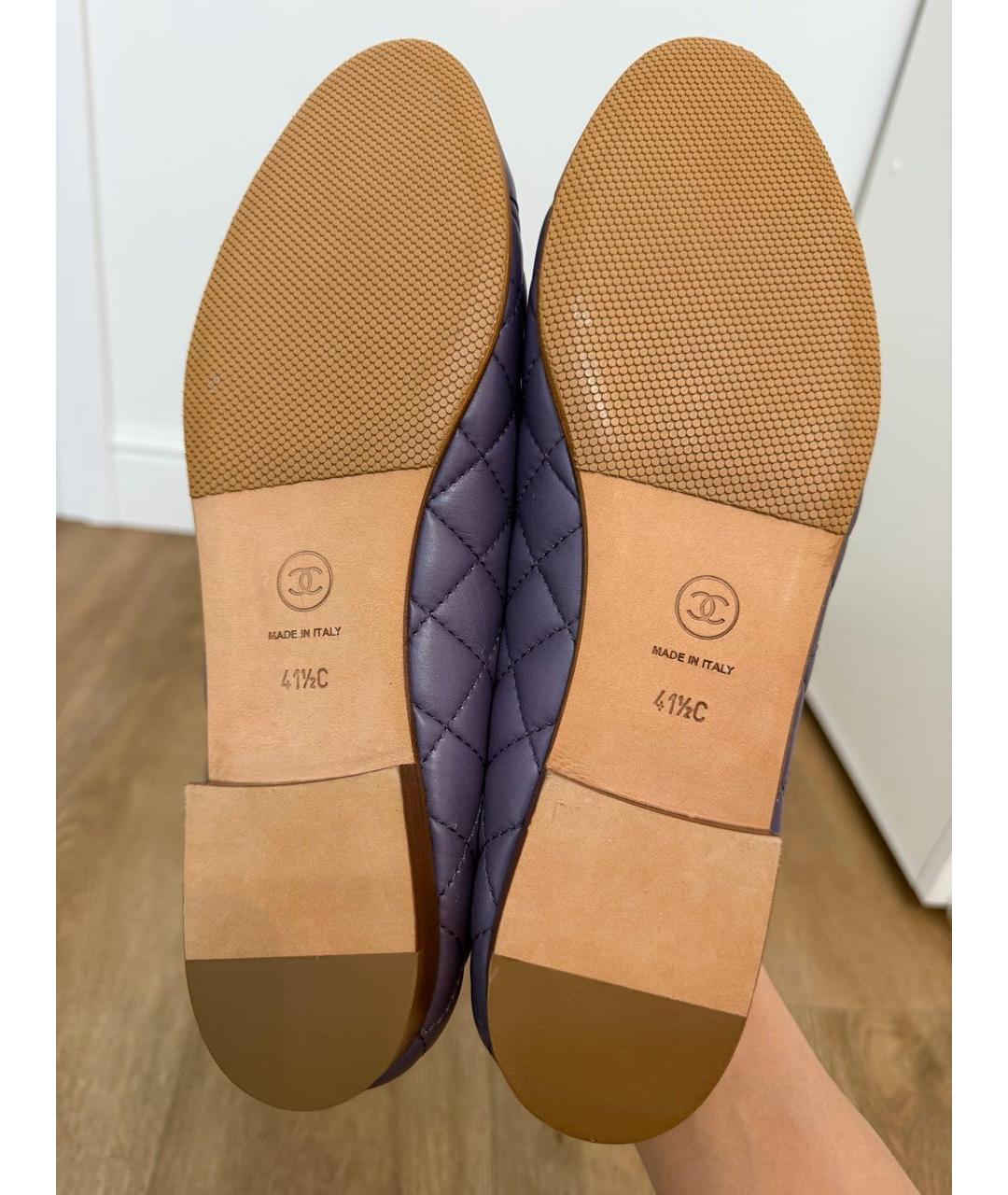 CHANEL Фиолетовые кожаные балетки, фото 6
