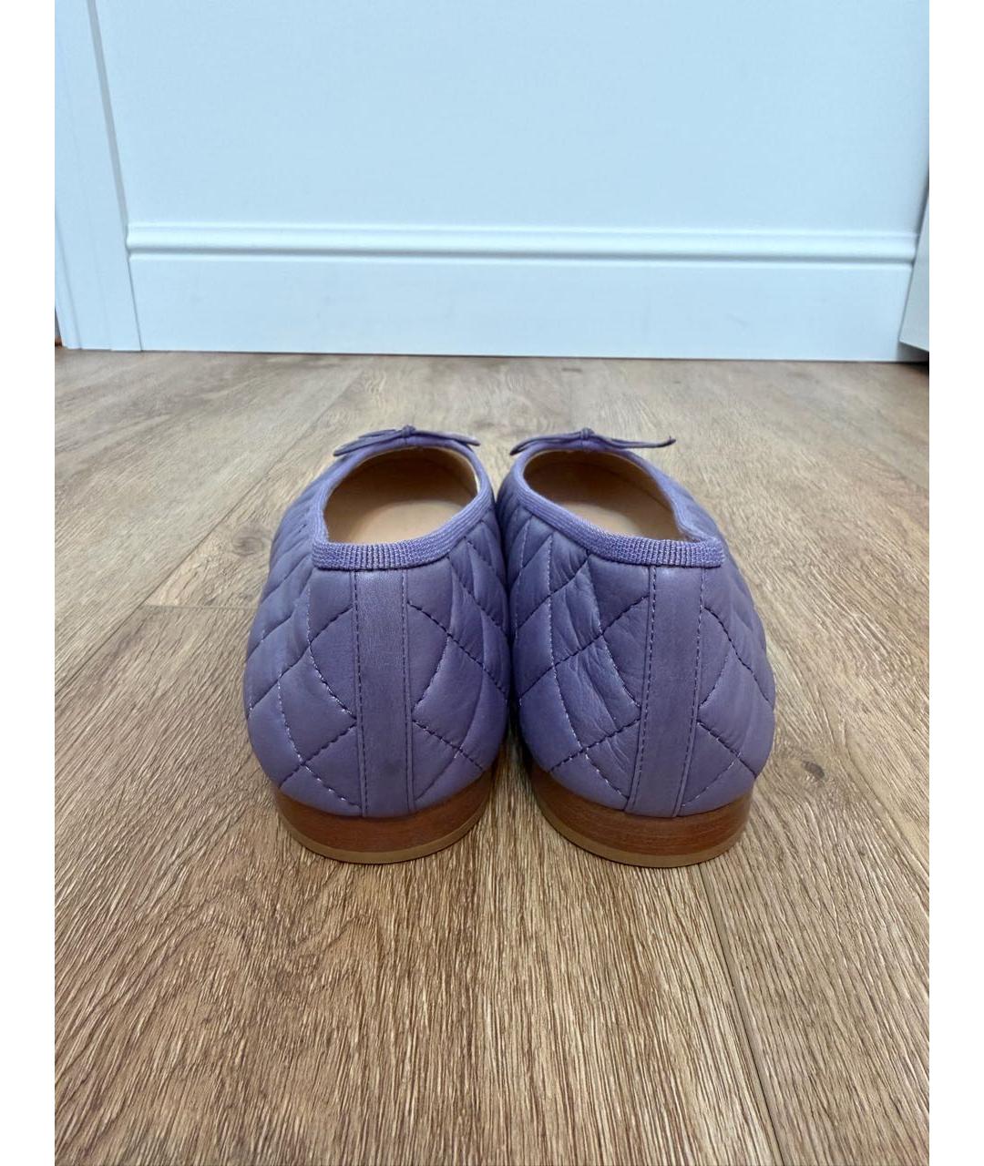 CHANEL Фиолетовые кожаные балетки, фото 4