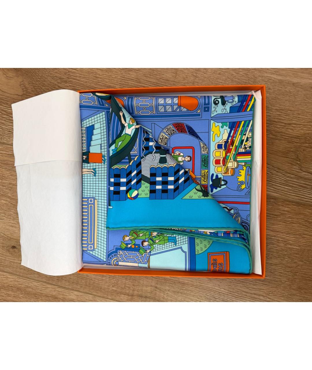 HERMES Мульти шелковый платок, фото 9