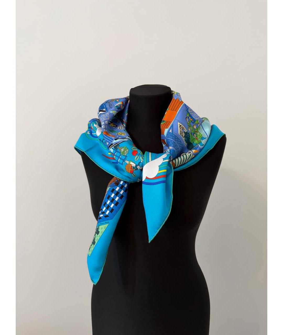 HERMES Мульти шелковый платок, фото 7