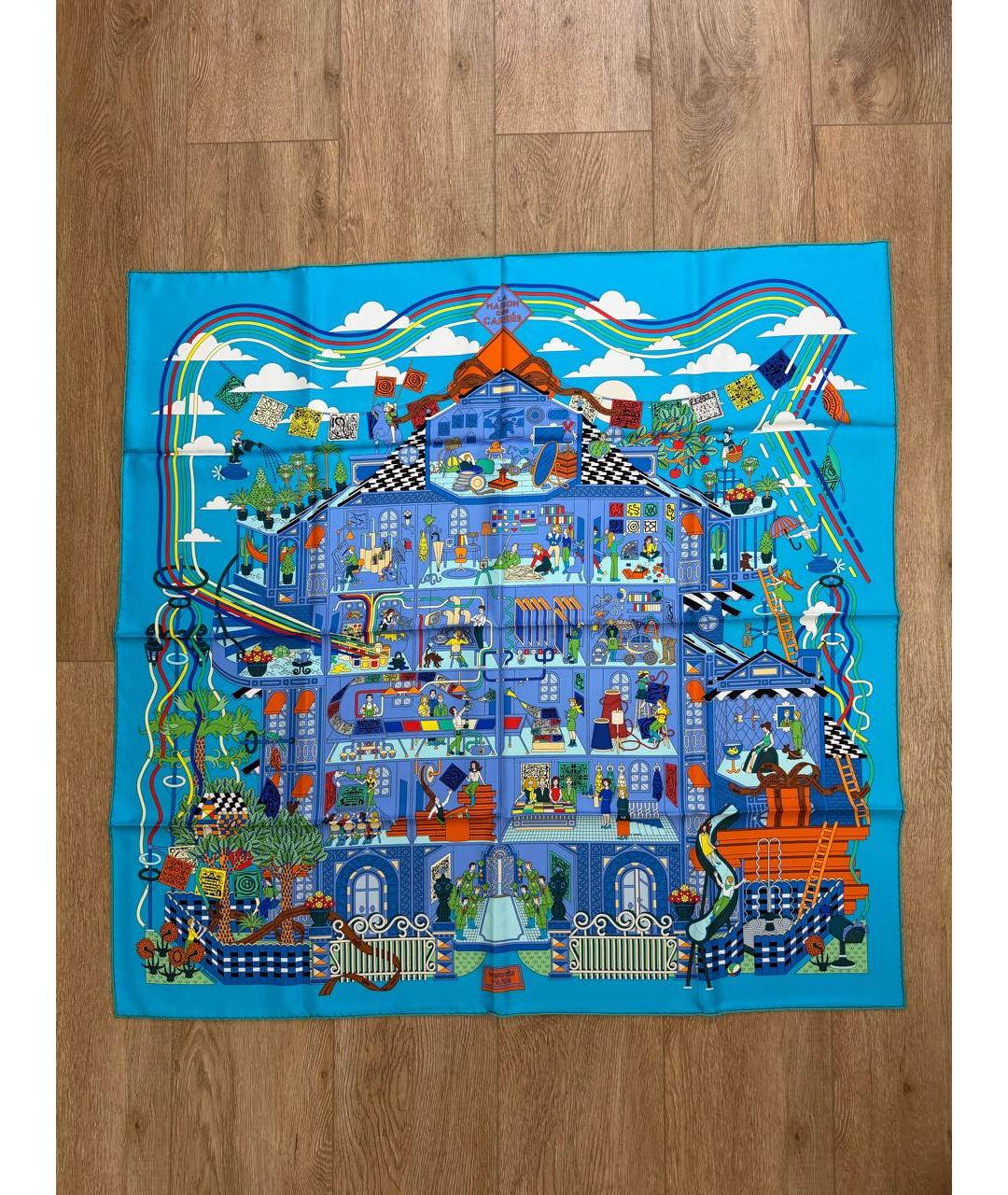 HERMES Мульти шелковый платок, фото 8