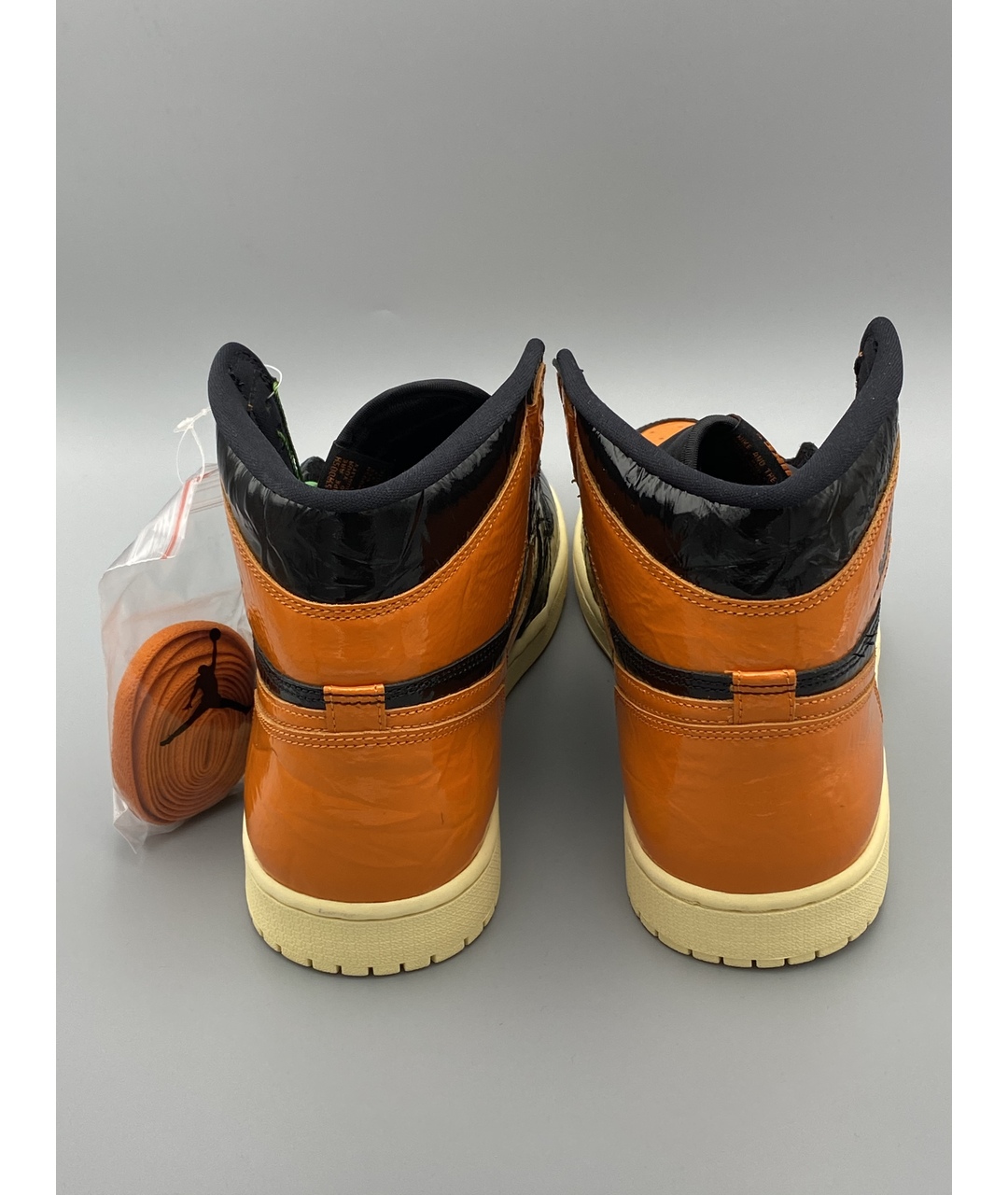 JORDAN Оранжевое высокие кроссовки / кеды из лакированной кожи, фото 4