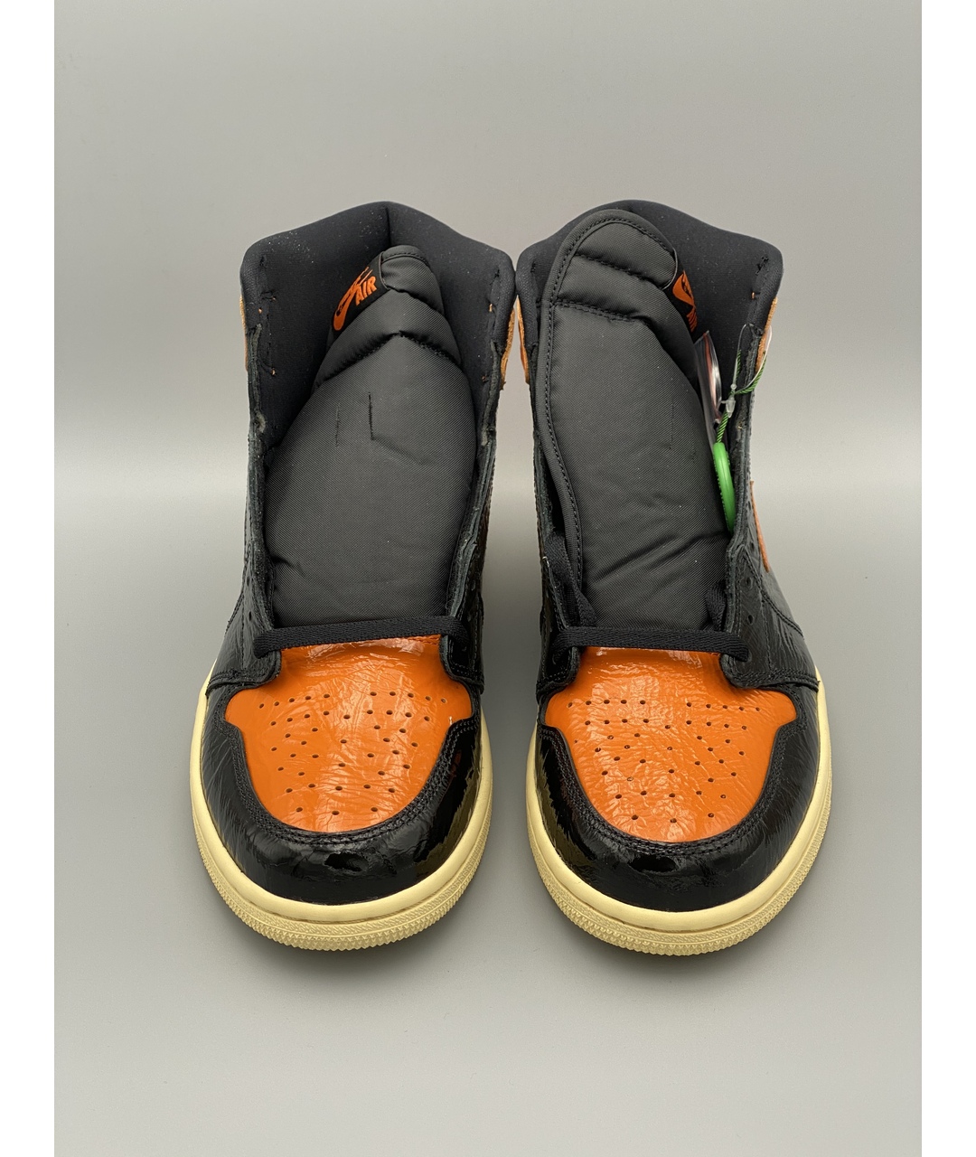 JORDAN Оранжевое высокие кроссовки / кеды из лакированной кожи, фото 2