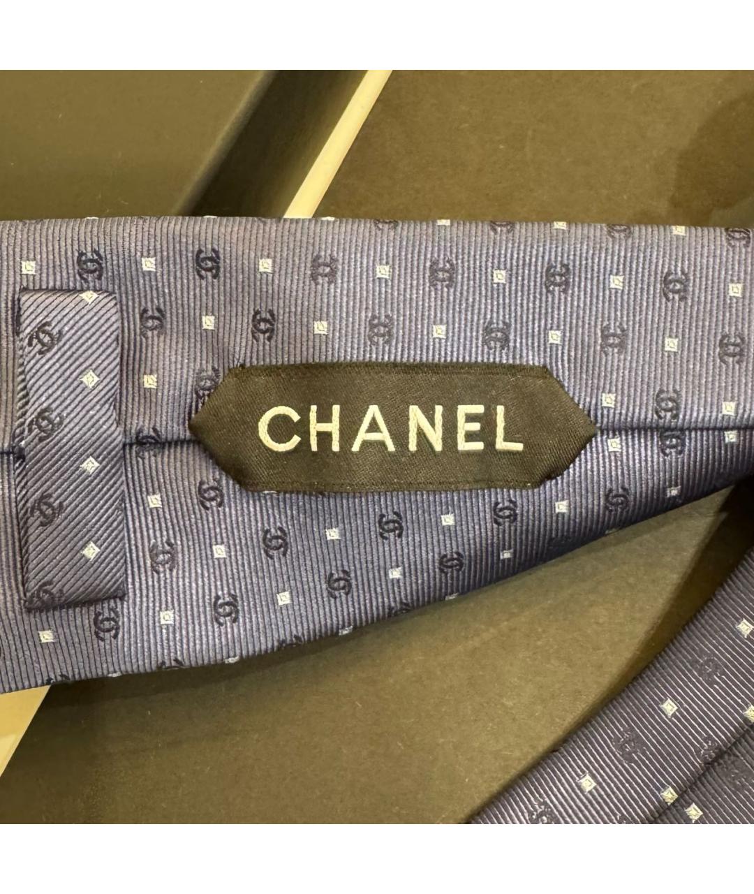 CHANEL Синий шелковый галстук, фото 3