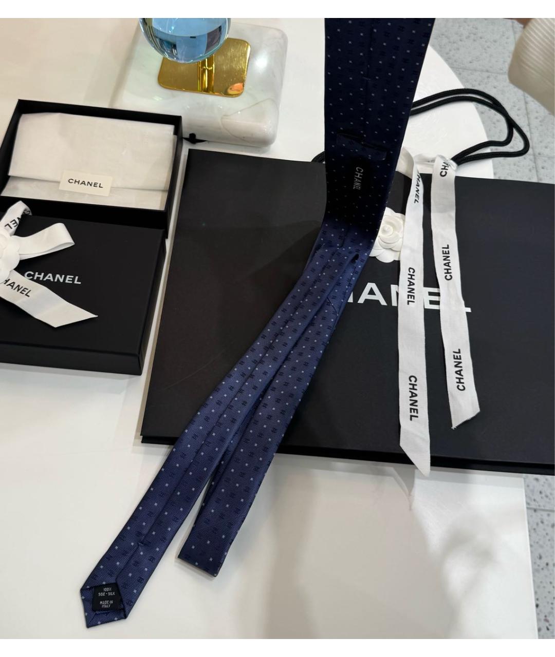 CHANEL Синий шелковый галстук, фото 4