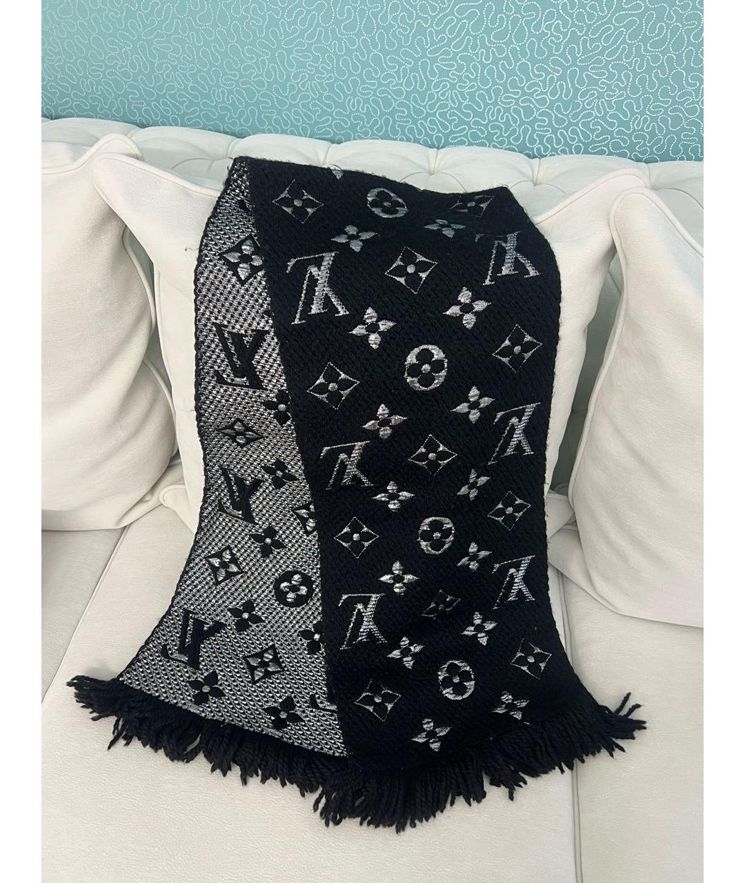 LOUIS VUITTON Черный шерстяной шарф, фото 5