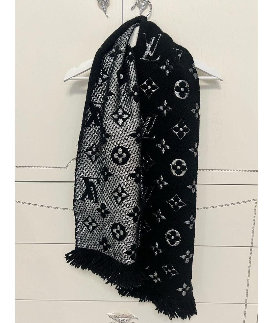 LOUIS VUITTON Черный шерстяной шарф, фото 4