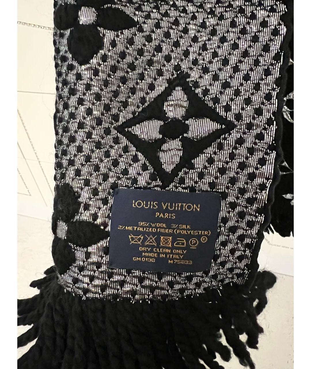 LOUIS VUITTON Черный шерстяной шарф, фото 3