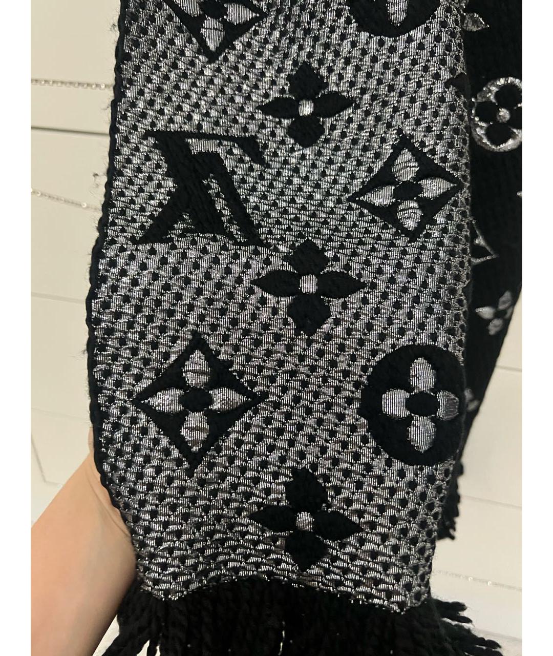 LOUIS VUITTON Черный шерстяной шарф, фото 6