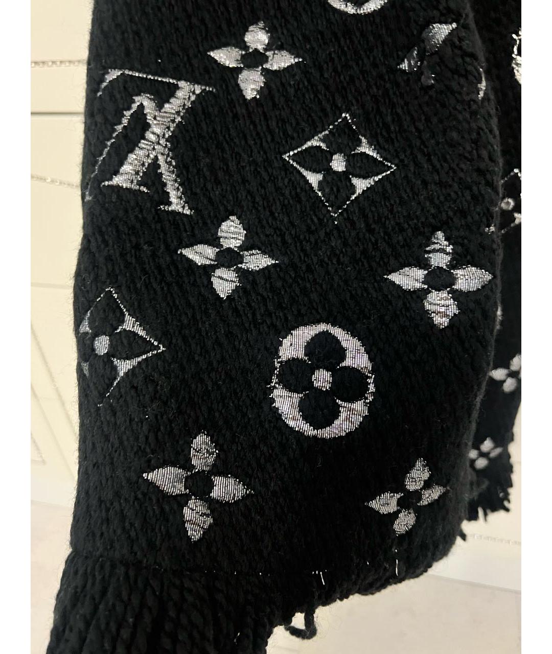 LOUIS VUITTON Черный шерстяной шарф, фото 7