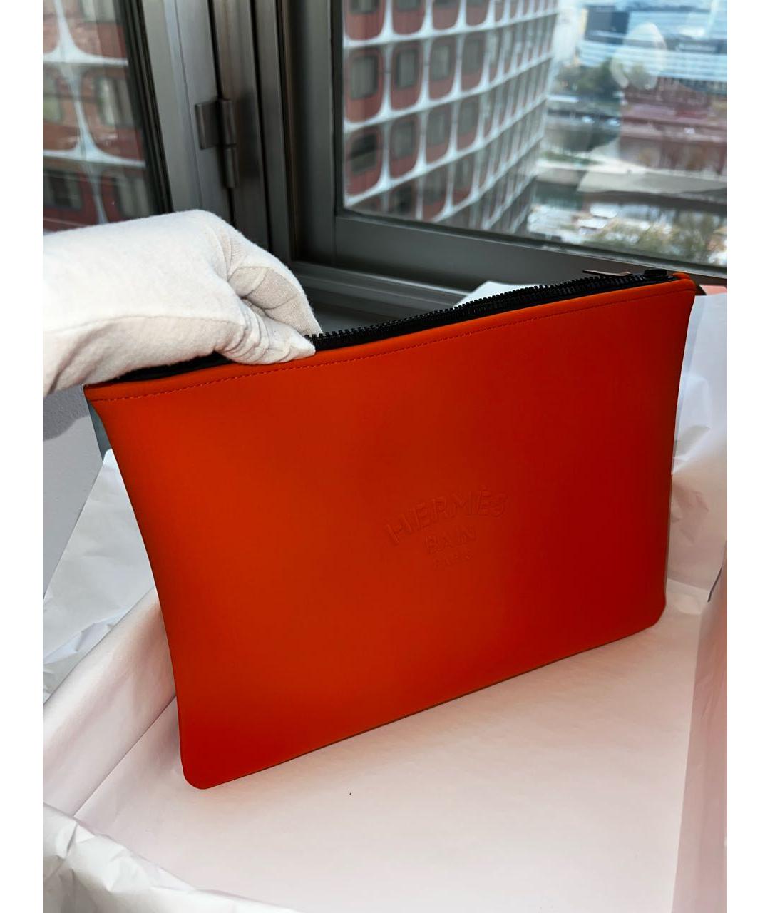 HERMES Оранжевая косметичка, фото 9
