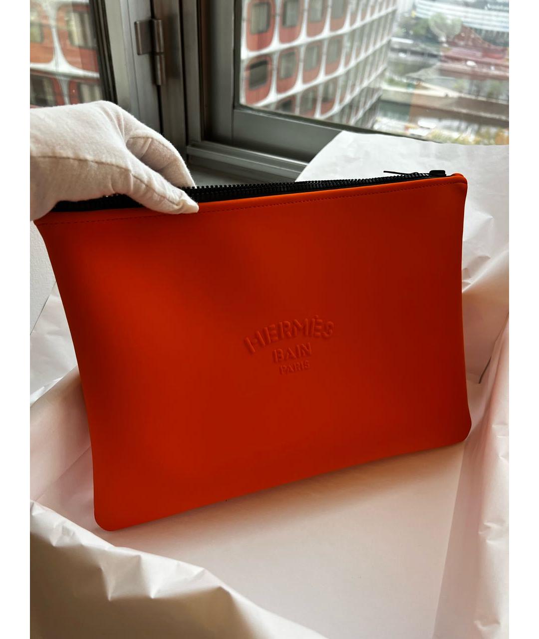 HERMES Оранжевая косметичка, фото 2