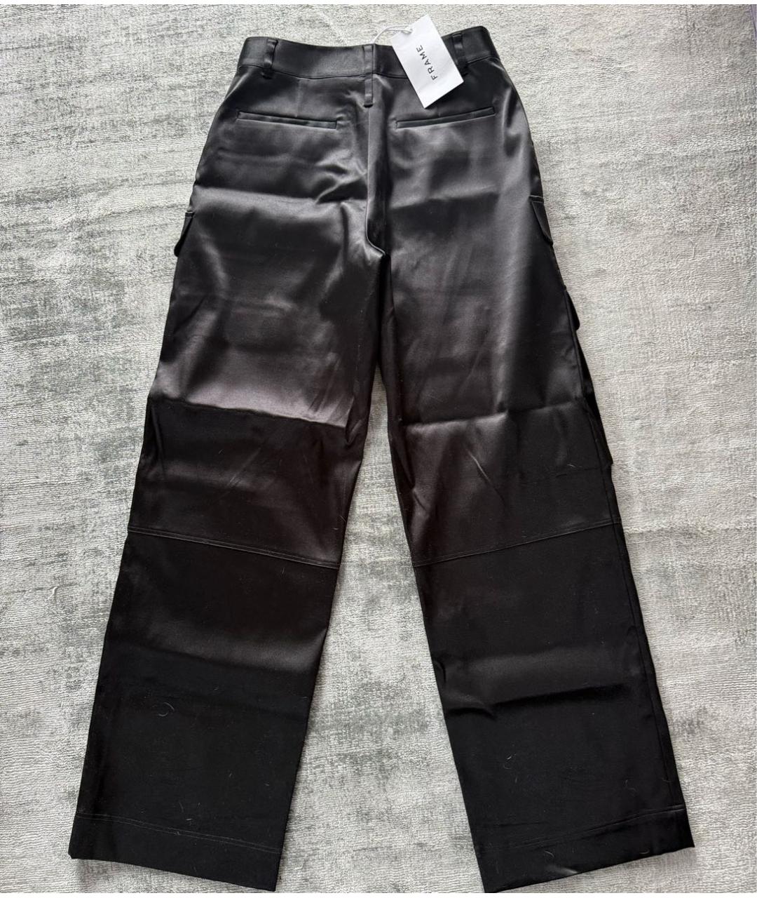 FRAME Черные атласные прямые брюки, фото 2