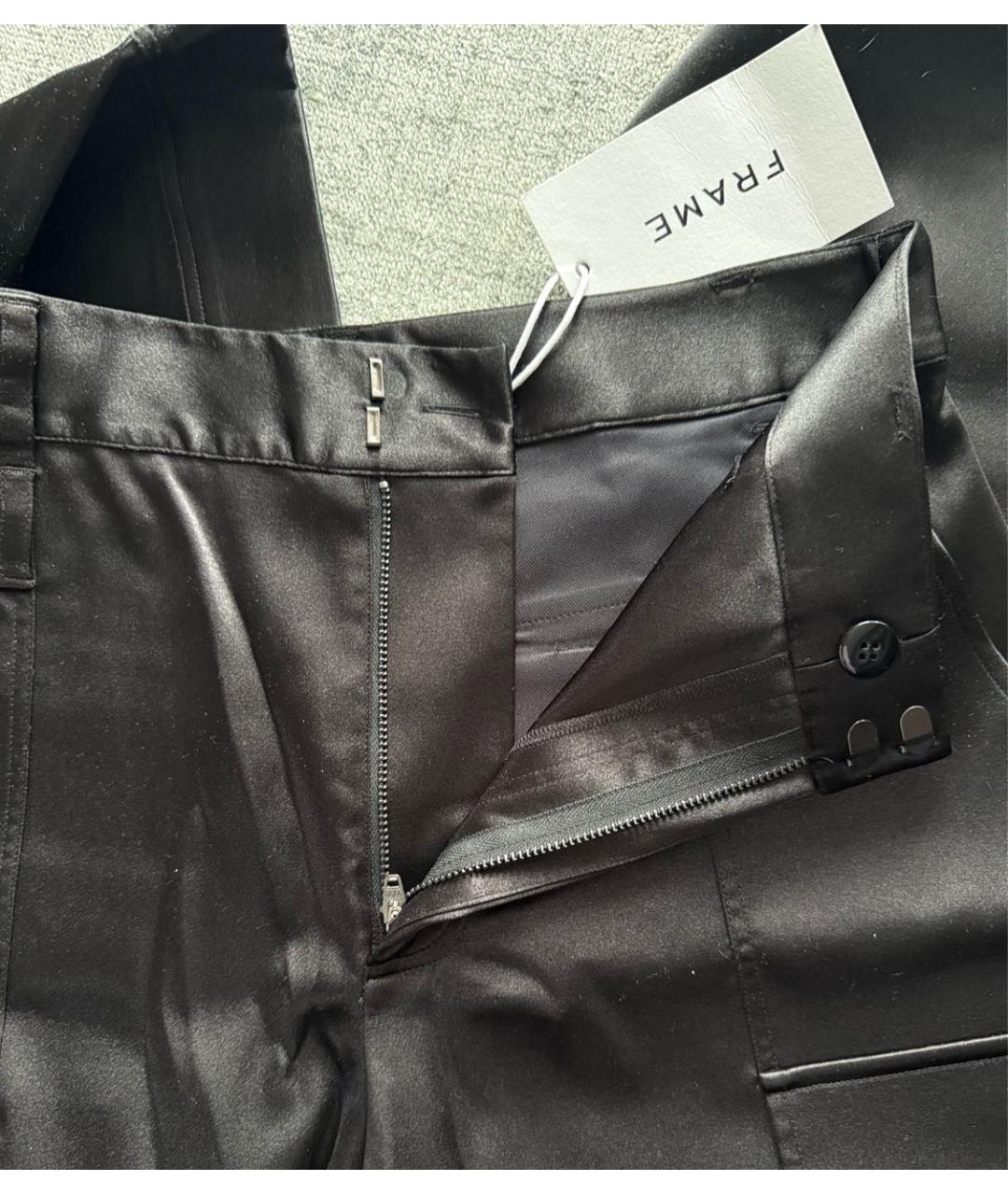 FRAME Черные атласные прямые брюки, фото 3