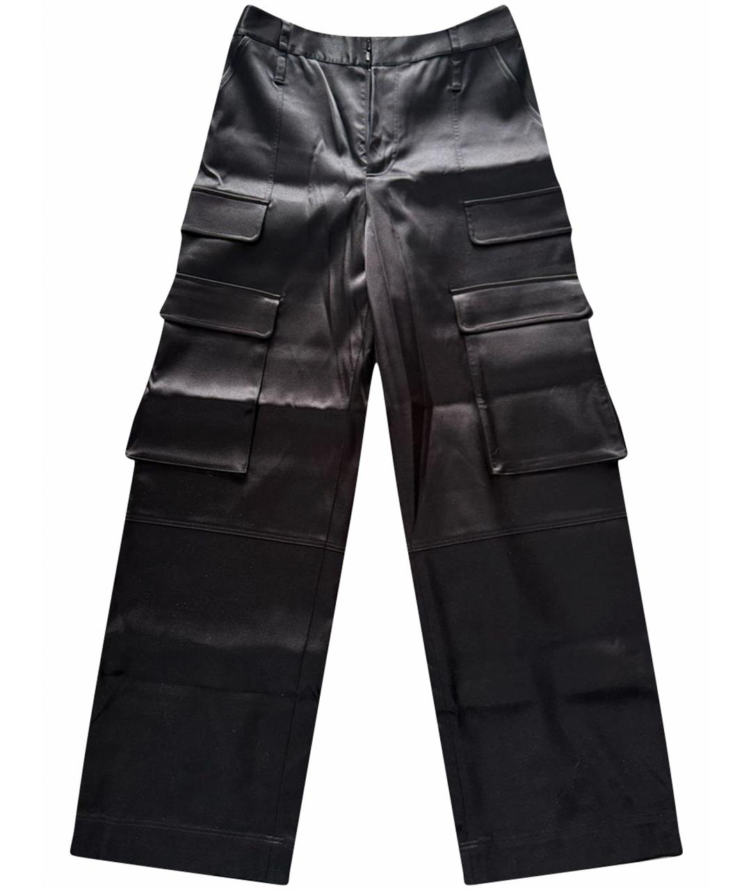 FRAME Черные атласные прямые брюки, фото 1