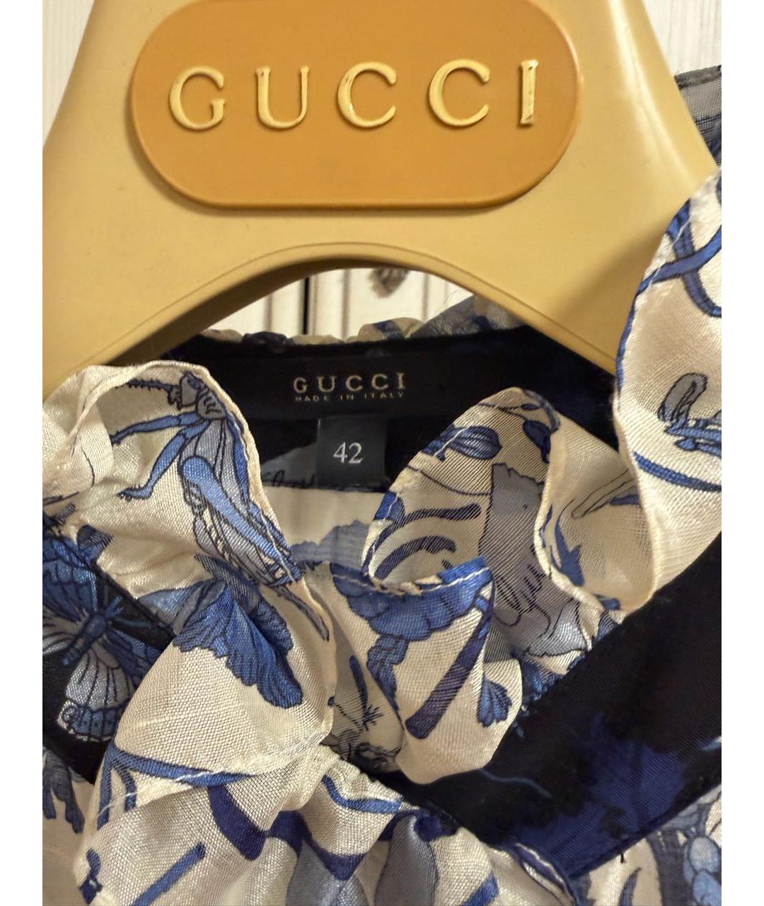 GUCCI Синее шелковое повседневное платье, фото 3