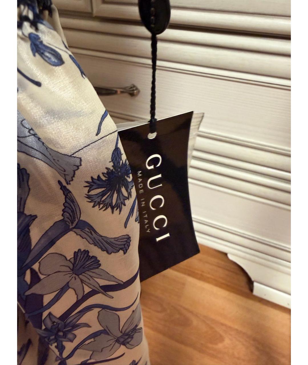 GUCCI Синее шелковое повседневное платье, фото 5