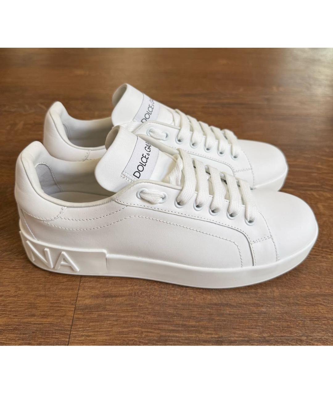 DOLCE&GABBANA Белые кожаные кеды, фото 6