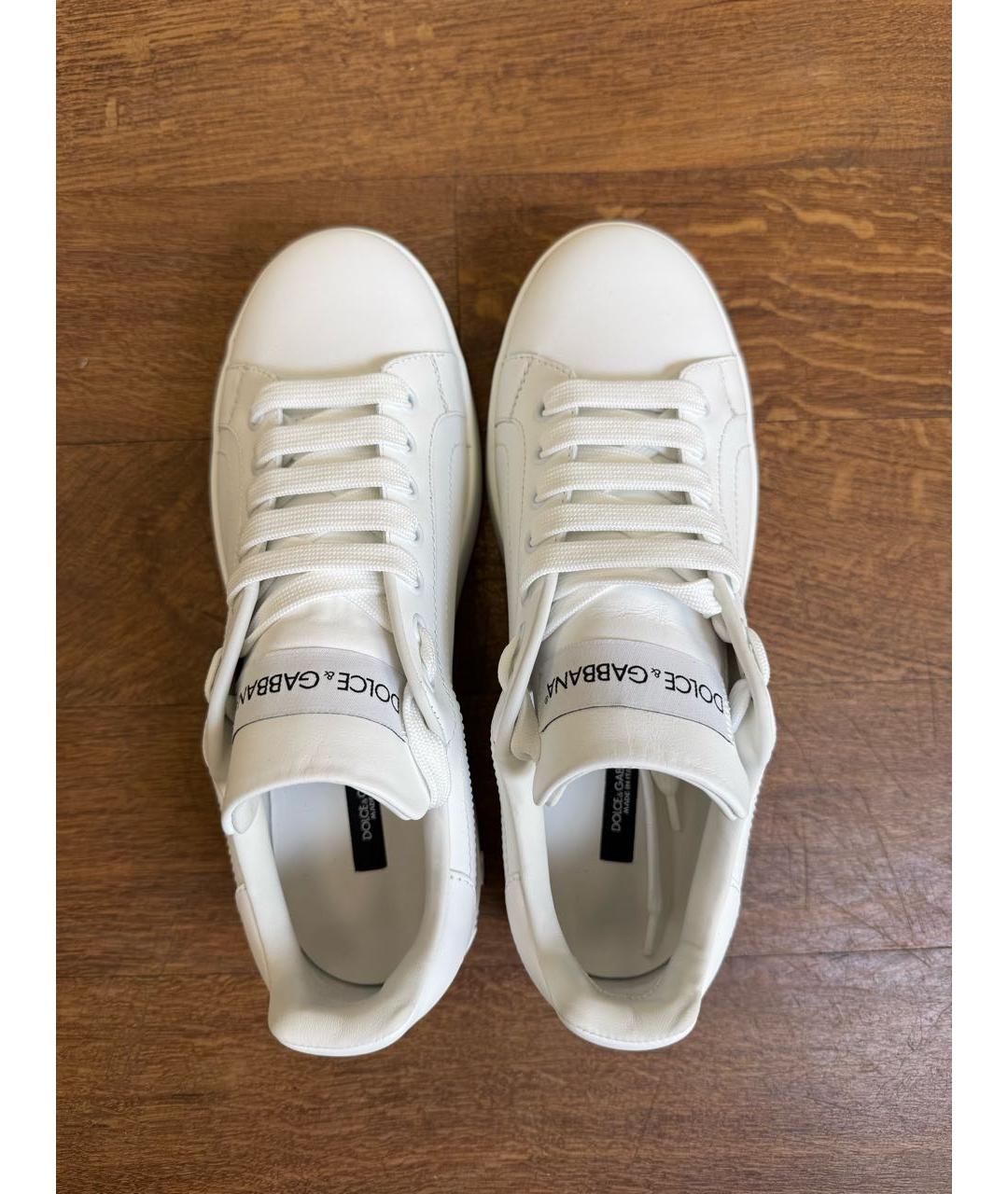 DOLCE&GABBANA Белые кожаные кеды, фото 3