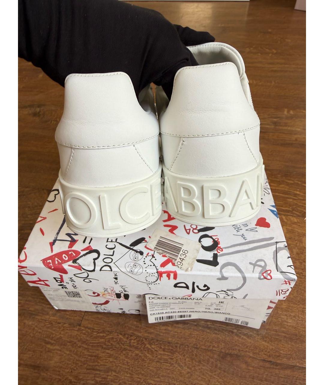 DOLCE&GABBANA Белые кожаные кеды, фото 4