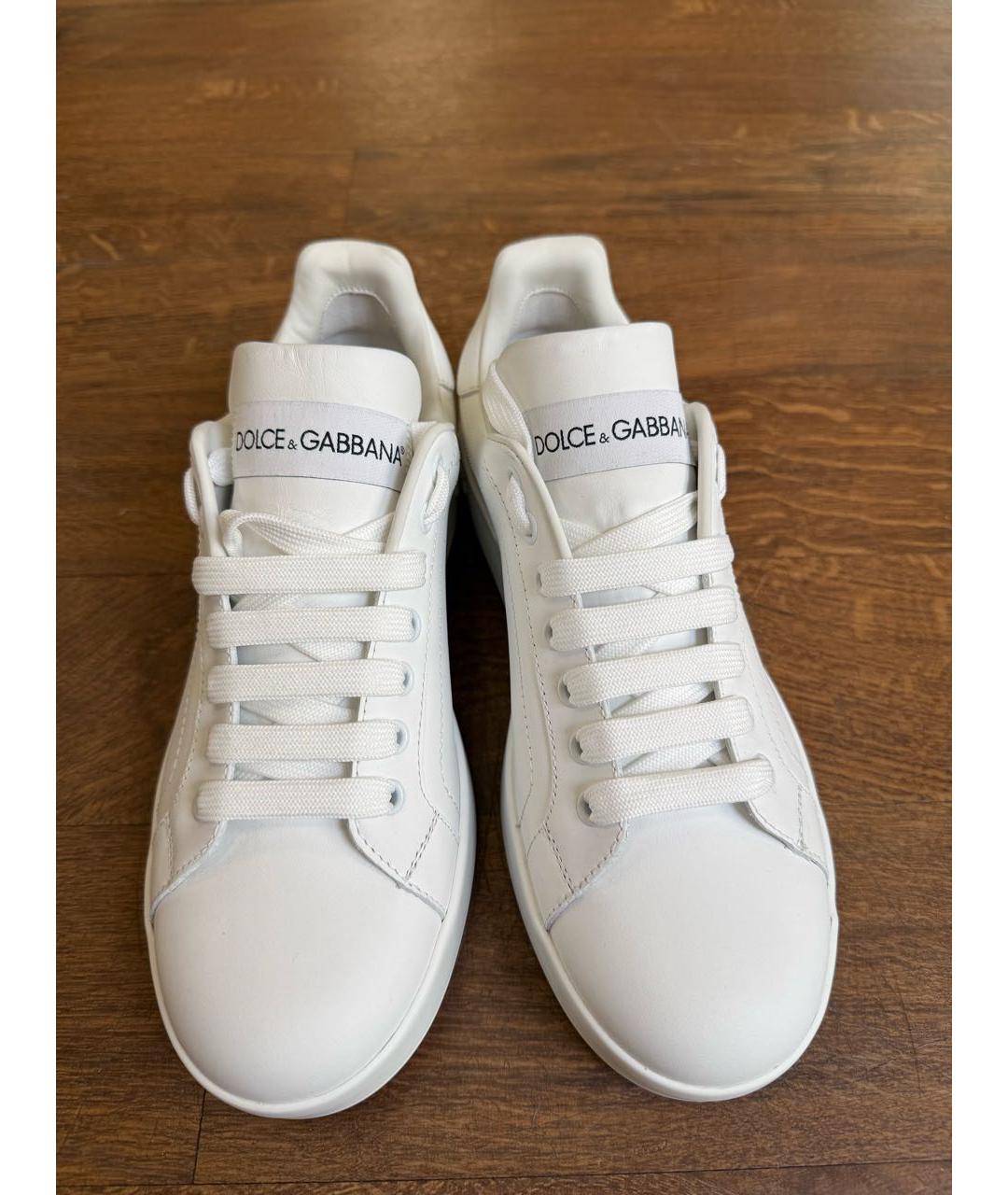 DOLCE&GABBANA Белые кожаные кеды, фото 2