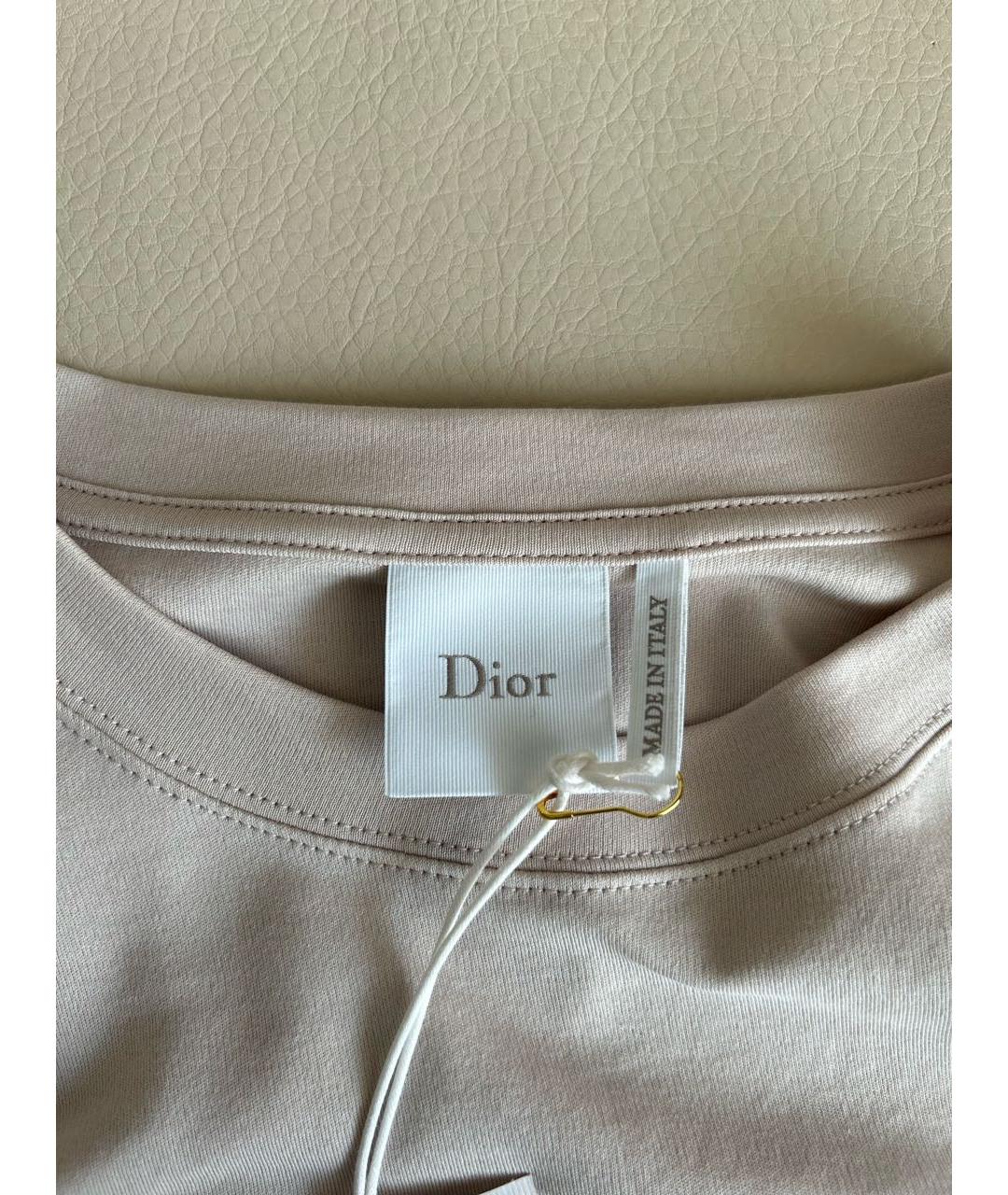 CHRISTIAN DIOR Бежевая хлопковая футболка, фото 7